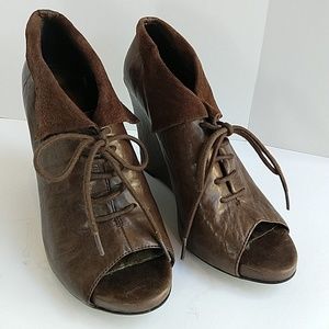 Leather Wedge Booties